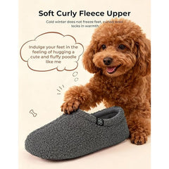 NWT New HomeTop Womens Size 5-6 Gray Slippers Fuzzy Curly Fur House Shoes