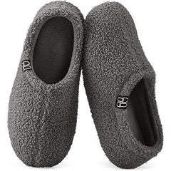 NWT New HomeTop Womens Size 5-6 Gray Slippers Fuzzy Curly Fur House Shoes