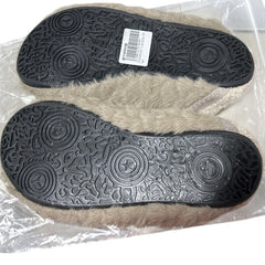 Fires Womens Size 7/8 Fuzzy Gray Slide On Rubber Sole Lightweight House Slippers