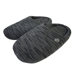 Mens Size 9-10 Gray Heathered Slippers Round Toe Slip On House Shoes