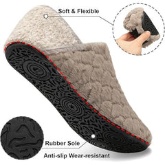 Fires Womens Size 7/8 Fuzzy Gray Slide On Rubber Sole Lightweight House Slippers