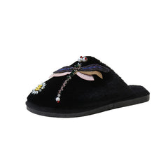 Winter Woman Warm Home Slippers Women Diamond Flip Flops Fur Slides Anti-slip Indoor Slippers Slip On Bedroom Shoes Memory Foam Wool Lining Indoor Ourdoor Non Skid Slippers