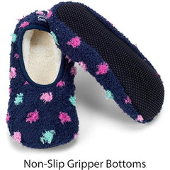 New Womens Large (9.5-11) Navy Blue Polka Dot Slip Resistant House Slippers