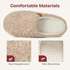 New EverFoams Womens Size 9/10 Tan Fuzzy Slip-on Soft Comfy Memory Foam Slippers