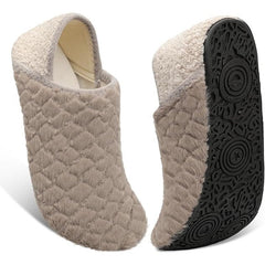 Fires Womens Size 7/8 Fuzzy Gray Slide On Rubber Sole Lightweight House Slippers