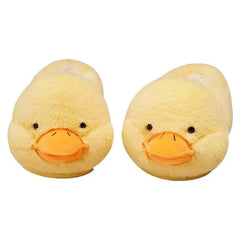 Cute Cartoon Duck Plush Slippers for Women – Warm Indoor Cotton Wrap-Toe Winter Home Shoes