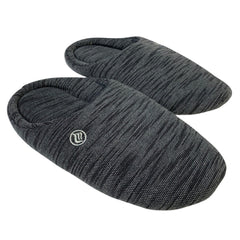 Mens Size 9-10 Gray Heathered Slippers Round Toe Slip On House Shoes