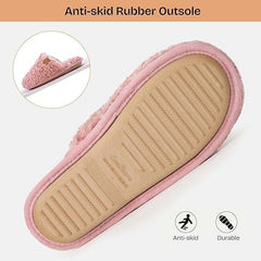 New EverFoams Womens Size 7/8 Pink Fuzzy Slide On Memory Foam House Slippers