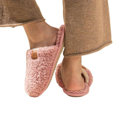 New EverFoams Womens Size 7/8 Pink Fuzzy Slide On Memory Foam House Slippers