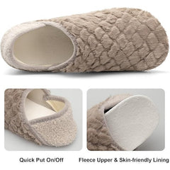 Fires Womens Size 7/8 Fuzzy Gray Slide On Rubber Sole Lightweight House Slippers