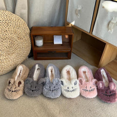 House Slipper Women Winter Non Skid Indoor Fur Cotton Warm Plush Home Fluffy Mouse Ears Memory Foam House Slippers Cozy Cute Animal Home Slipper For Women