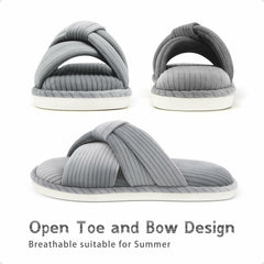 Gecgucy Women's Open Toe Crossband House Slippers Size 8-9